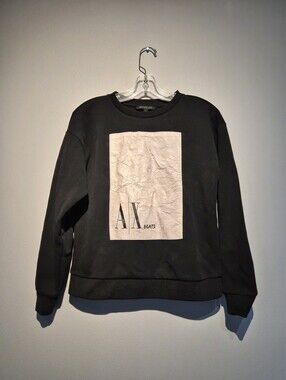 Armani Exchange Black & White Textured Graphic Crewneck Sweater | Size Small
